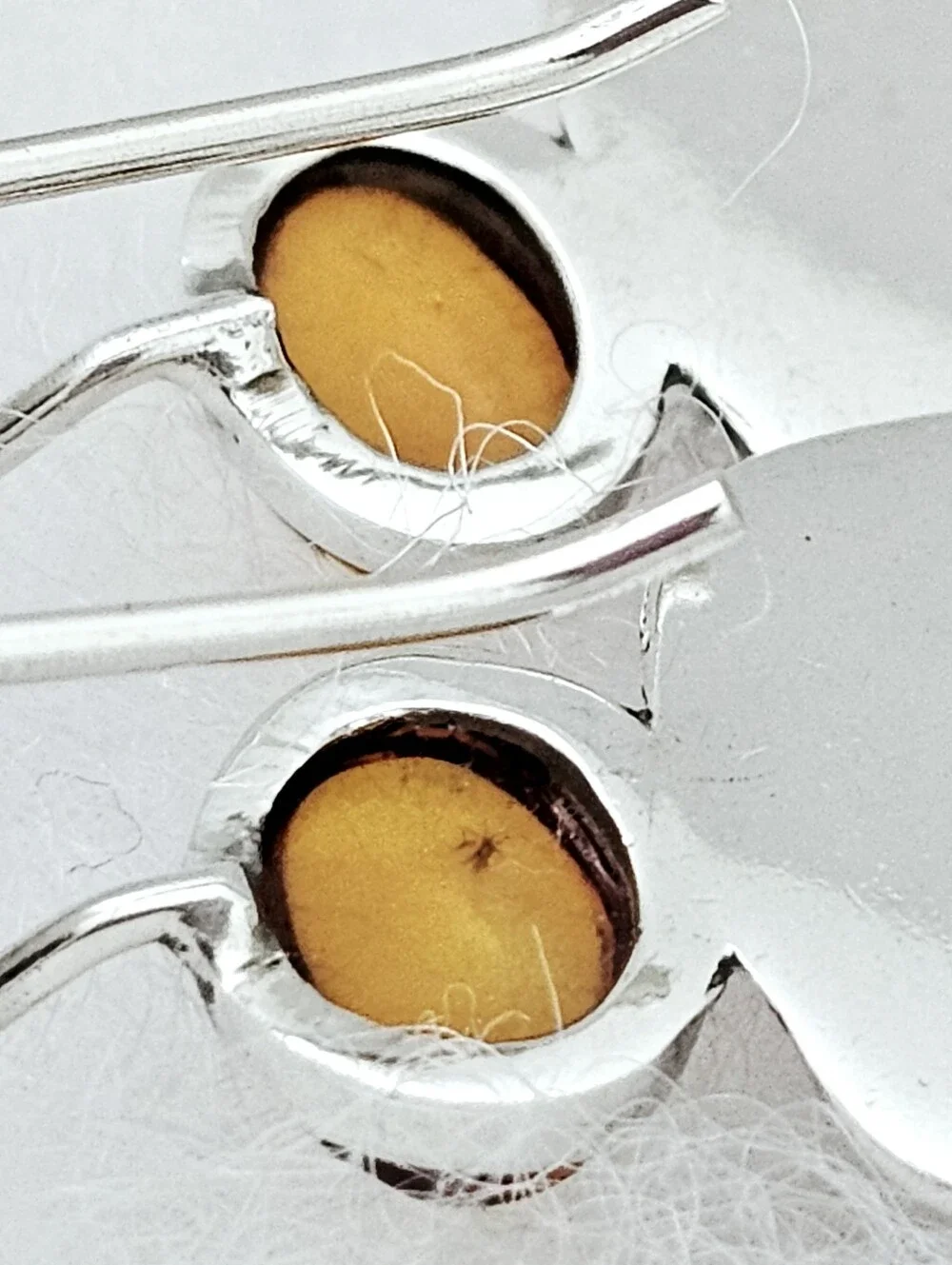 Silpada Rare Sterling Silver Amber Cabochon Rectangular Chevron Earrings W1451